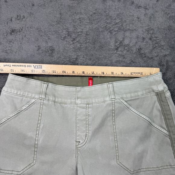 SPANX Shorts Twill Pull On L Olive Green 4" Inseam Outdoor Hiking Casual1 - Picture 6 of 7